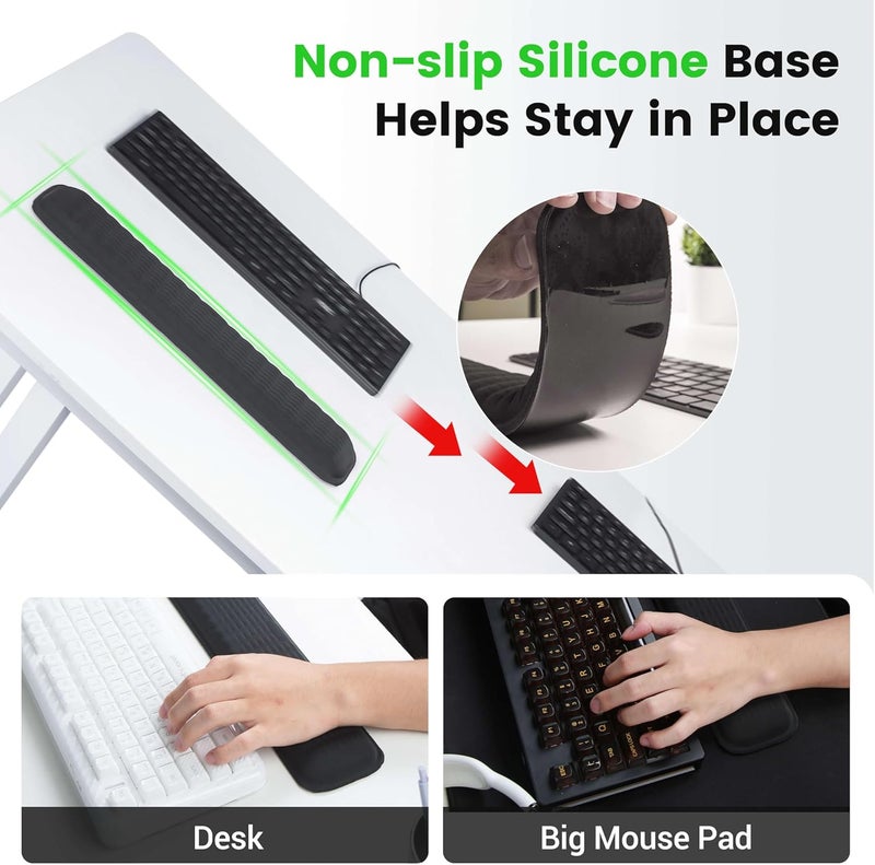 MEKASS TKL Keyboard Wrist Rest, Super Soft Memory Foam Ergonomic Computer Wrist Support Pad, Comfortable Desk Wrist Cushion, Laptop Keyboard Arm Hand Rest for Wrists Pain Office Gaming Typing (Black) - Image 5