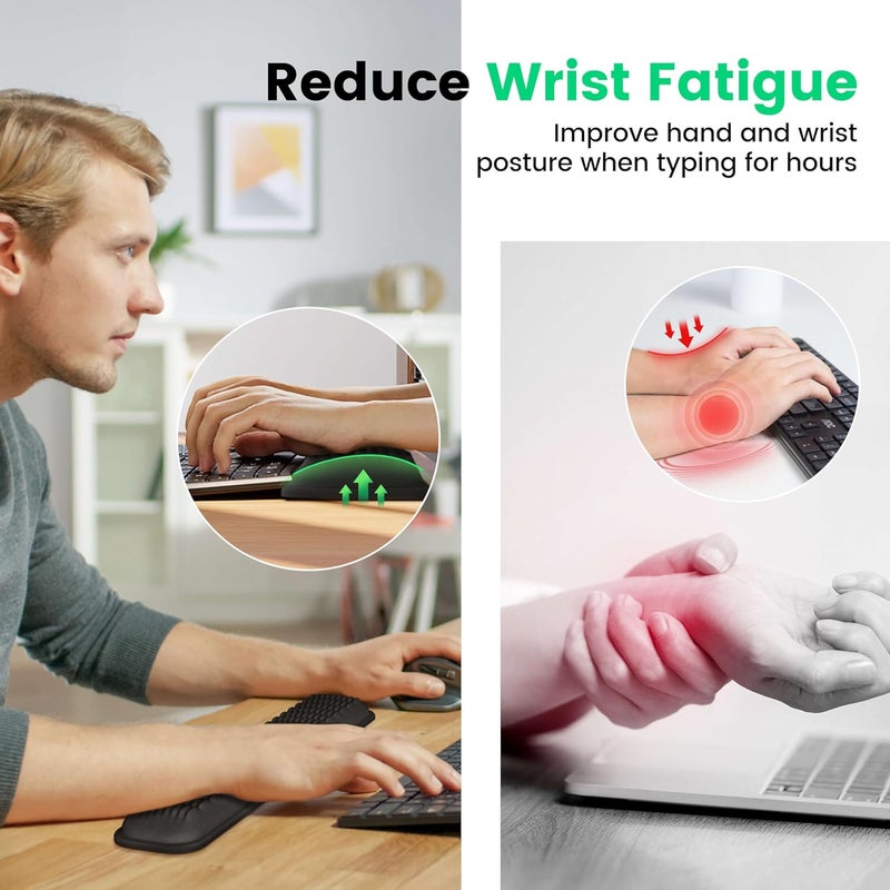 MEKASS TKL Keyboard Wrist Rest, Super Soft Memory Foam Ergonomic Computer Wrist Support Pad, Comfortable Desk Wrist Cushion, Laptop Keyboard Arm Hand Rest for Wrists Pain Office Gaming Typing (Black) - Image 4