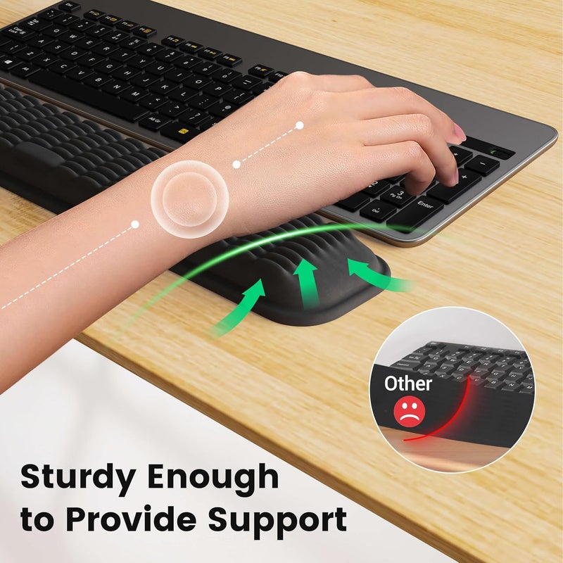 MEKASS TKL Keyboard Wrist Rest, Super Soft Memory Foam Ergonomic Computer Wrist Support Pad, Comfortable Desk Wrist Cushion, Laptop Keyboard Arm Hand Rest for Wrists Pain Office Gaming Typing (Black) - Image 3
