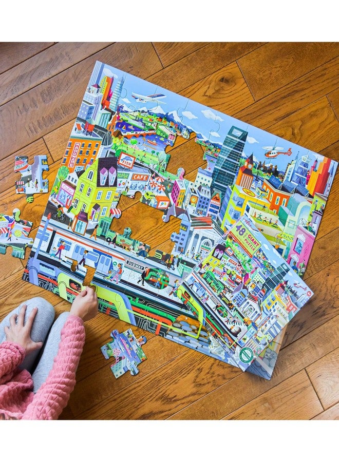إيبو لعبة تركيب الصور الأرضية العملاقة من إيبو: داخل المدينة، 48 قطعة، مشروع مثالي للأيدي الصغيرة، يساعد في تنمية مهارات الأنماط والأشكال، ويقدم للأطفال تحديًا ممتعًا. - Image 5