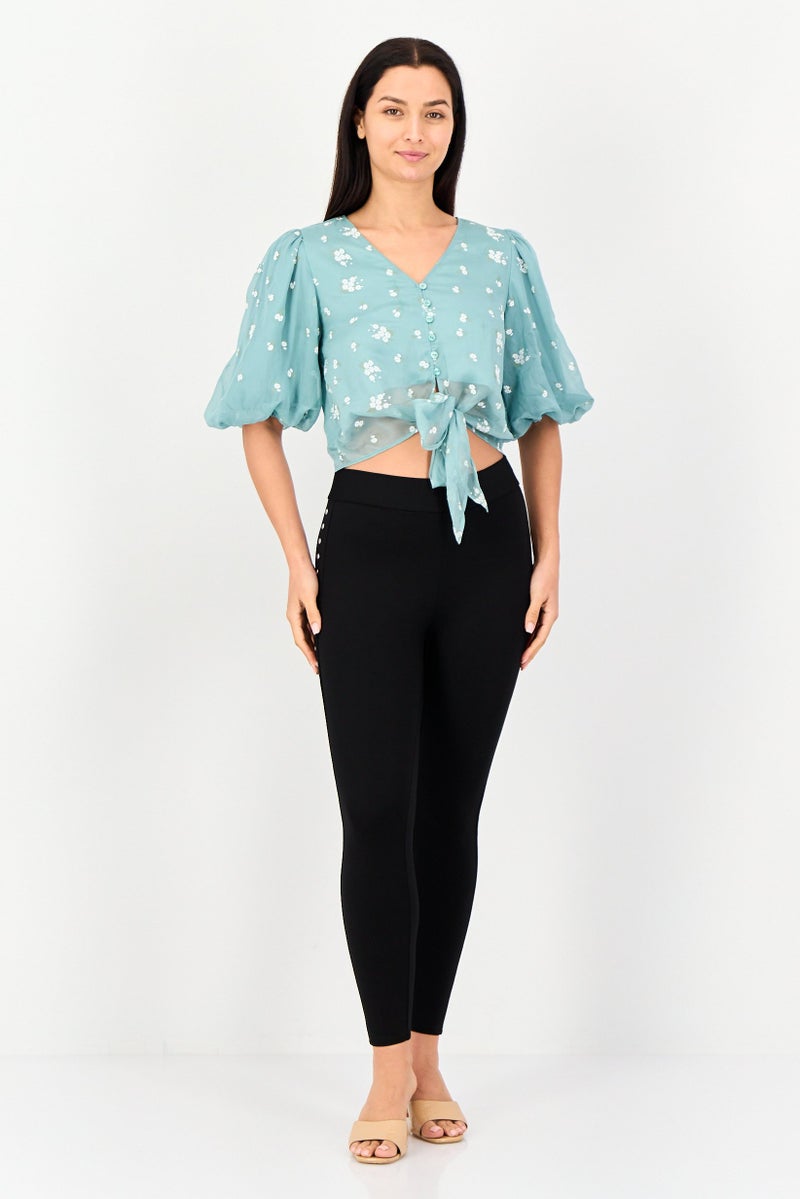 VERO MODA Women V Neck Floral Short Sleeve Blouse, Mulicolor - Image 3