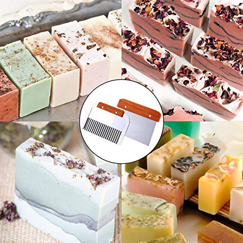 Ogrmar Silicone Soap Molds Kit-42 oz Wooden Silicone Rectangular Mold with Stainless Steel Wavy & Straight Scraper for Soap Cake Making (Purple) - Image 5