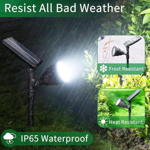 JSOT Solar Spot Lights Outdoor, 600LM Outdoor Spotlight Waterproof Landscape Lighting, Solar Garden Decor Lamp Wall Light for Yard Pathway Path Driveway Pool Backyard Decorative(Cool White 2 Pack) - Image 5