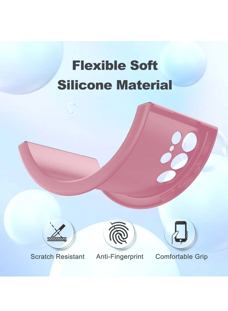 دبليو تيك غطاء حماية من السيليكون السائل الناعم الفاخر لهاتف سامسونج جالاكسي S23 الترا 5G 2023 وردي فاقع - Image 3