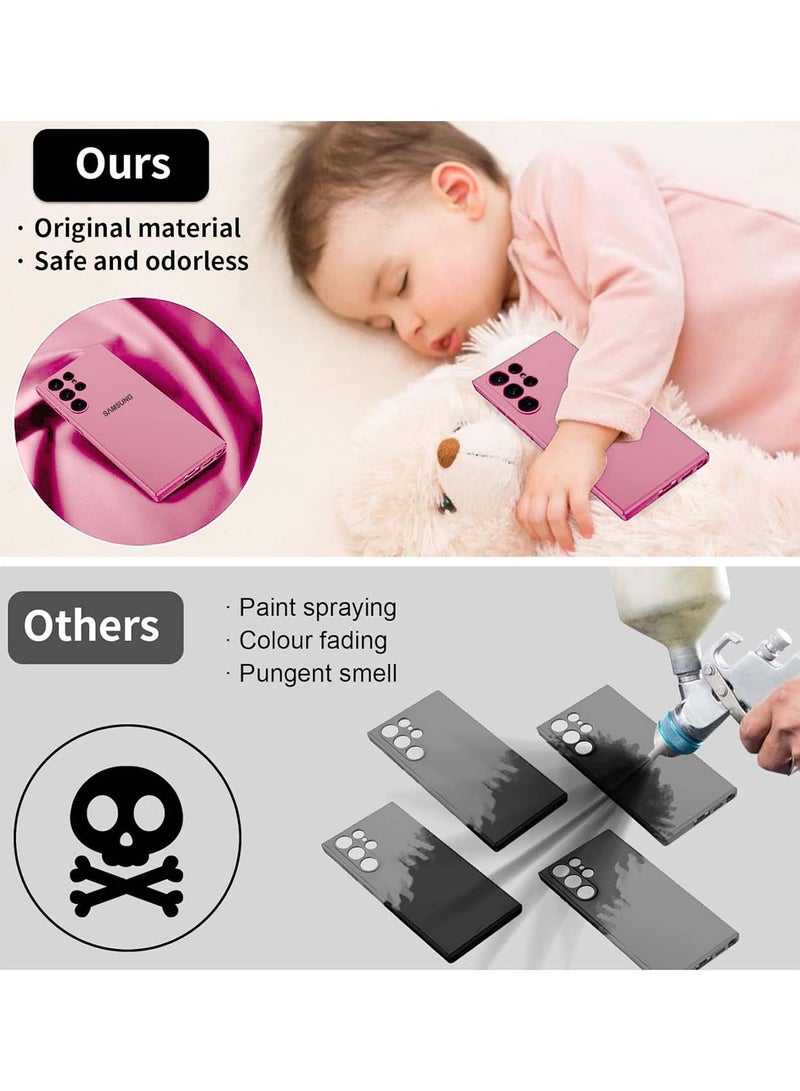 دبليو تيك غطاء حماية من السيليكون السائل الناعم الفاخر لهاتف سامسونج جالاكسي S23 الترا 5G 2023 وردي فاقع - Image 5