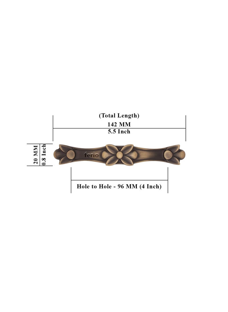 FERIO FERIO Cabinet HandlesPulls for Cabinet and Bathroom Furniture Antique Brass Finish Popular Series Drawer Handle for Cupboard Wardrobe Handle for Bedroom Kitchen 96 MM 4 inch Pack of 6  - Image 2