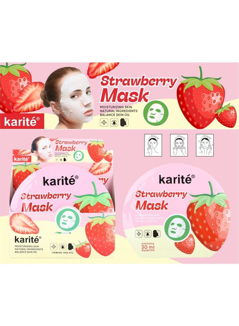 KARITE Karité Strawberry Hydrating Facial Mask  (12pcs Set) - Image 3