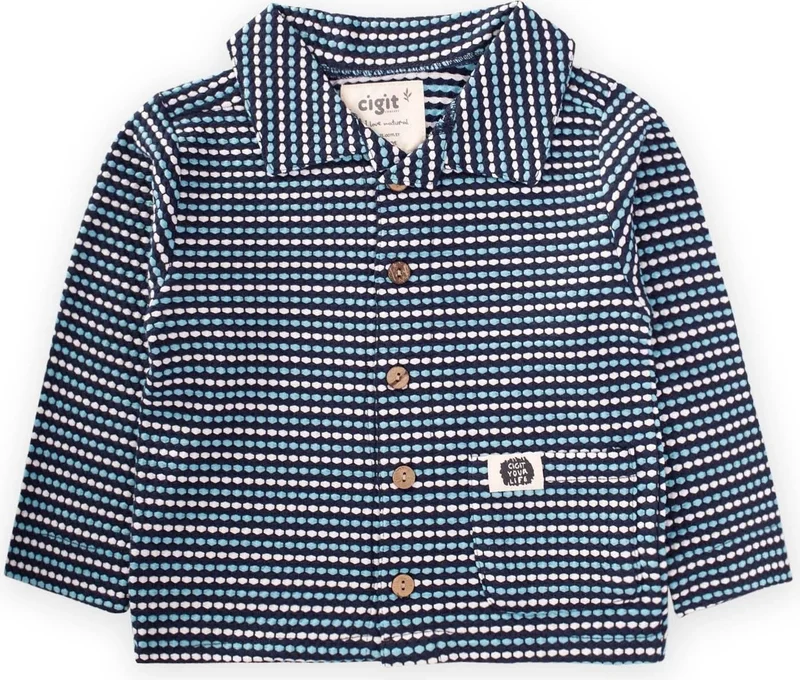 Cigit Jacquard Seasonal Cardigan 1-6 Years Old Navy Blue