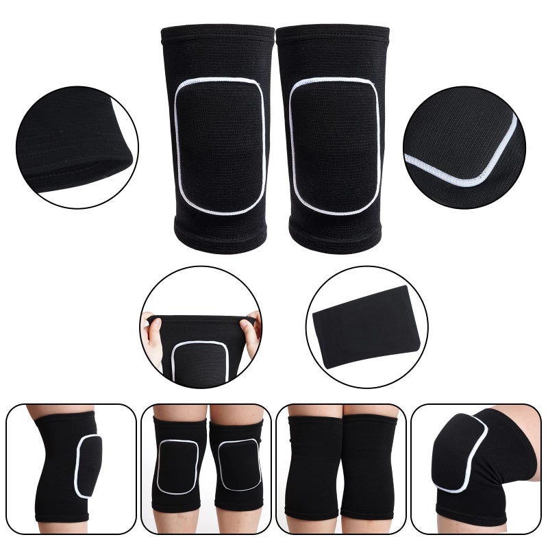 أوبموانج 2 Pieces Volleyball Accessories Including Volleyball Knee Pads and Arm Sleeves with Protection Pads and Thumb Hole for Women Girls Teens(Black) - Image 4