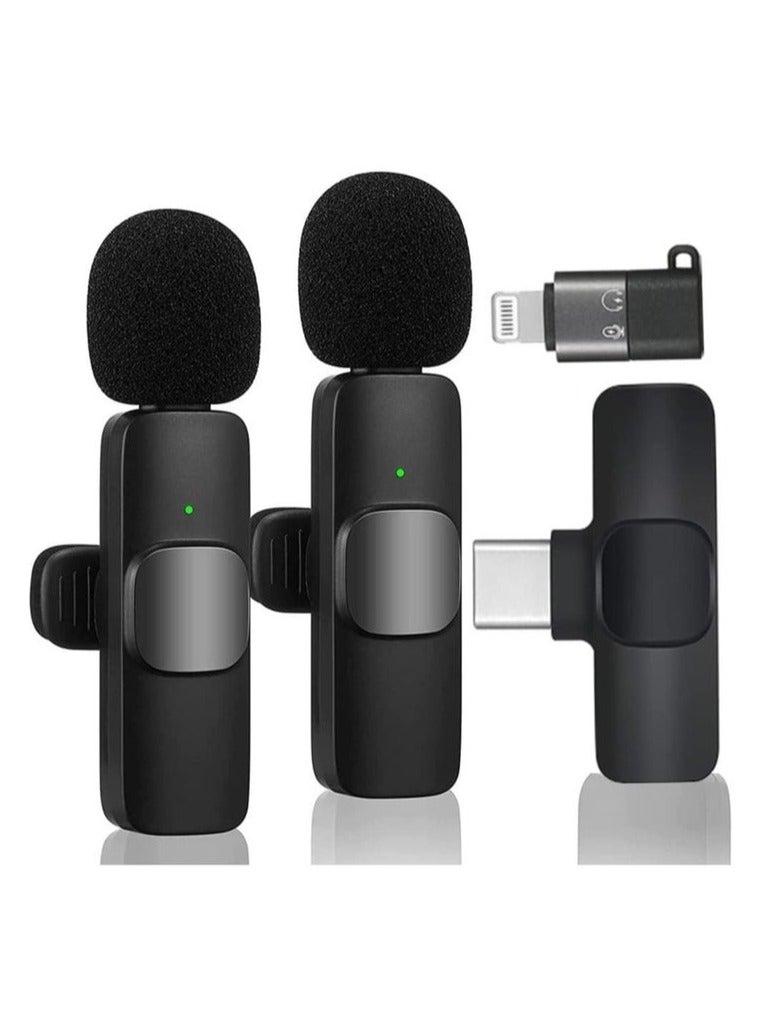Wireless Lavalier Microphone for Type-C Phone- Plug-Play Wireless Mic with 2 Microphone for USB-C Android Phone and iPhone Video Recording- Interview- Vlog- Auto Sync and Noise Reduction- 2.4 GHZ - Image 1