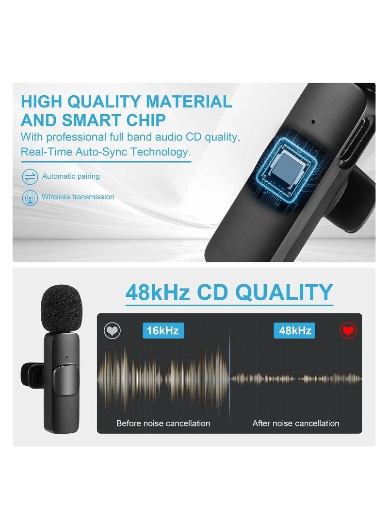 Wireless Lavalier Microphone for Type-C Phone- Plug-Play Wireless Mic with 2 Microphone for USB-C Android Phone and iPhone Video Recording- Interview- Vlog- Auto Sync and Noise Reduction- 2.4 GHZ - Image 5