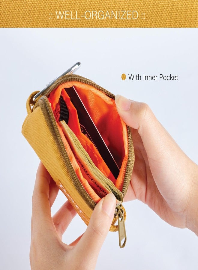 RE ROUGH ENOUGH Rough Enough Coin Purse Small Wallet Credit Card Holder for Women with Zipper Keychain Lanyard Yellow Canvas - Image 2