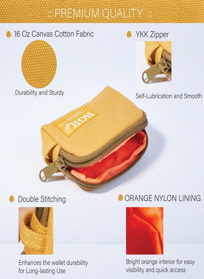 RE ROUGH ENOUGH Rough Enough Coin Purse Small Wallet Credit Card Holder for Women with Zipper Keychain Lanyard Yellow Canvas - Image 5