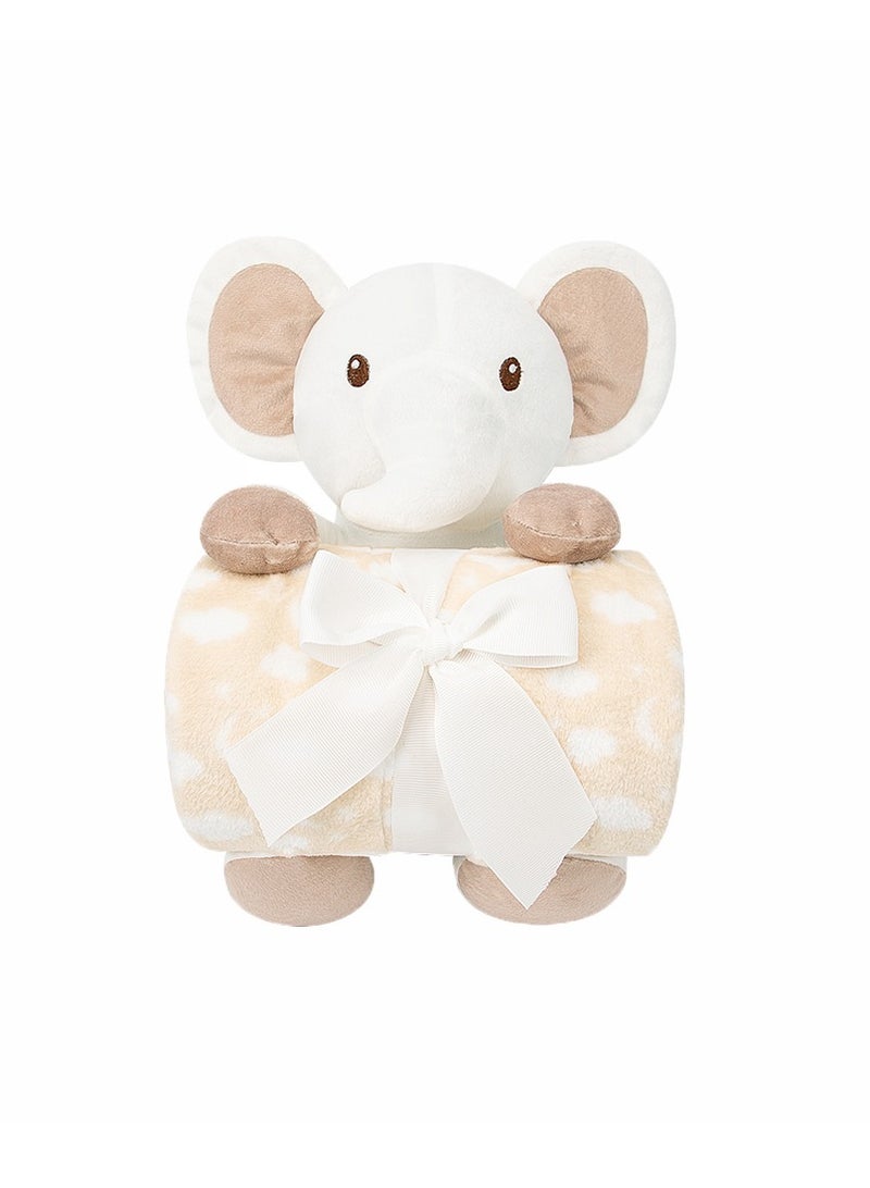 Factory Price Cuddly Toy and Blanket Gift Set For Newborn 100 X 75 cm - White Elephant - Image 2