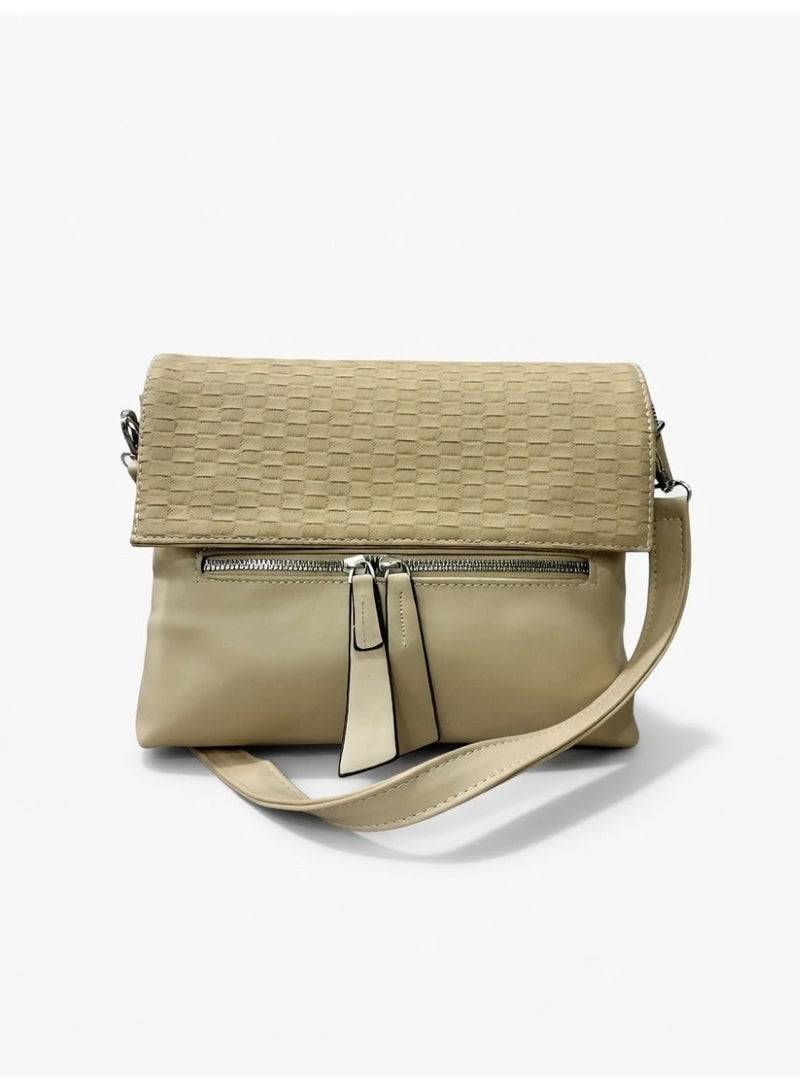 Elegant Woven Shoulder Bag for Women – Classic Style with Modern Comfort - Beige - Image 1