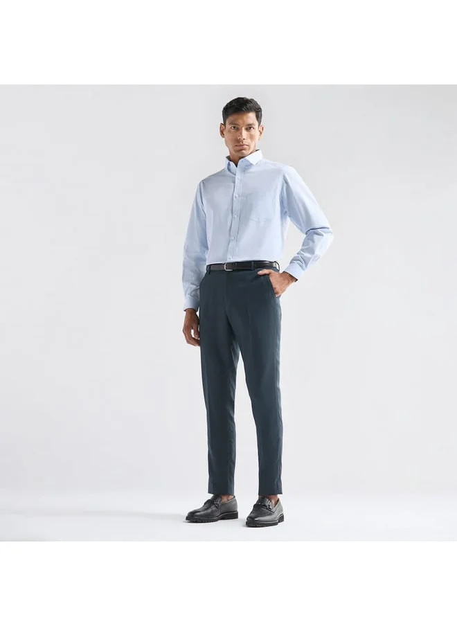 FAV Regular Fit Textured Shirt with Long Sleeves and Pocket