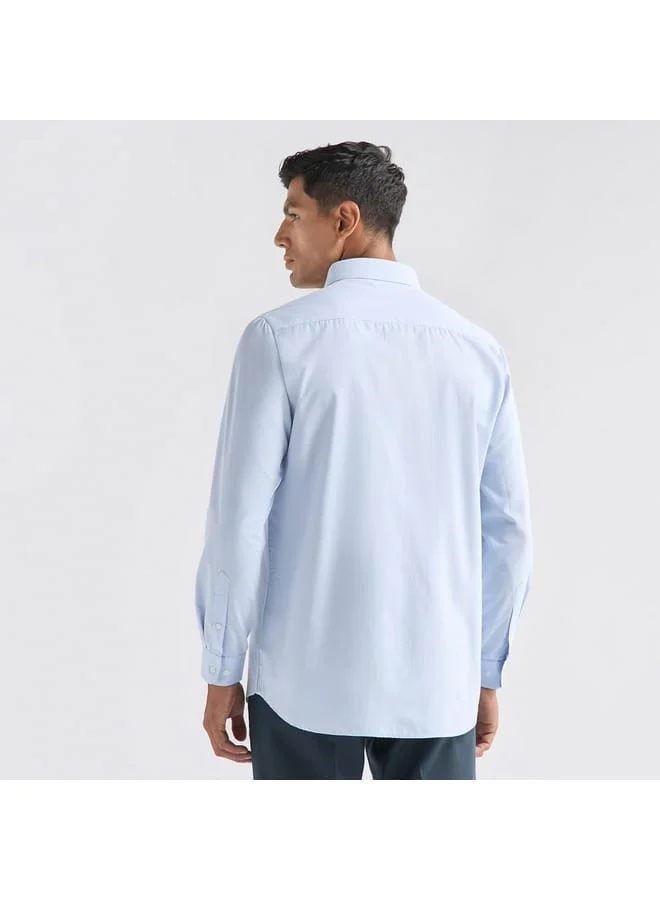 Splash FAV Regular Fit Textured Shirt with Long Sleeves and Pocket