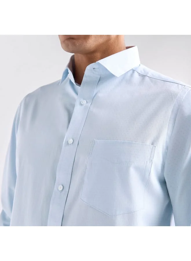 Splash FAV Regular Fit Textured Shirt with Long Sleeves and Pocket