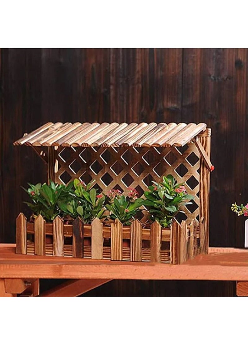 DubaiGallery Hanging Wooden Wall Flower Pot, Brown  - Image 1