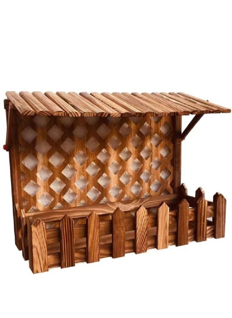 DubaiGallery Hanging Wooden Wall Flower Pot, Brown  - Image 3