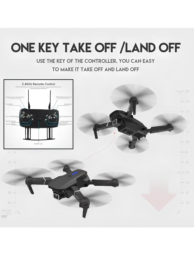 JAJEEK E88 Drone with HD Camera – Foldable Design, WiFi Live Photo & Video, Black Screen on Remote Control, Perfect for Kids and Adults – Easy to Fly, Aerial Photography, Stable Flight for Beginners and Pros – UAE Delivery - Image 1