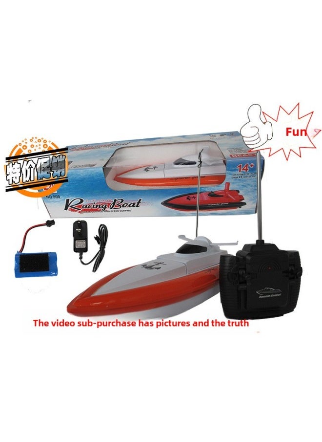 Promotional Dual Motor Four Channel High Speed Remote Control Speedboat Remote Control Boat Water Model Children's Toys-Colour:Orange White-Specification:Battery Life Version, Two Batteries And One Charge, Ready To Play  - Image 1