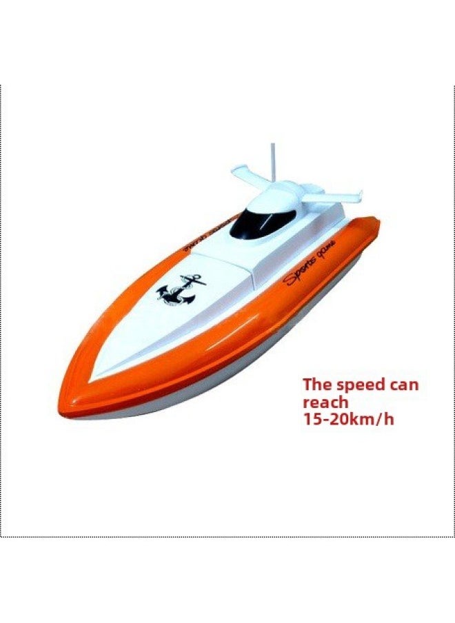 Promotional Dual Motor Four Channel High Speed Remote Control Speedboat Remote Control Boat Water Model Children's Toys-Colour:Orange White-Specification:Battery Life Version, Two Batteries And One Charge, Ready To Play  - Image 2