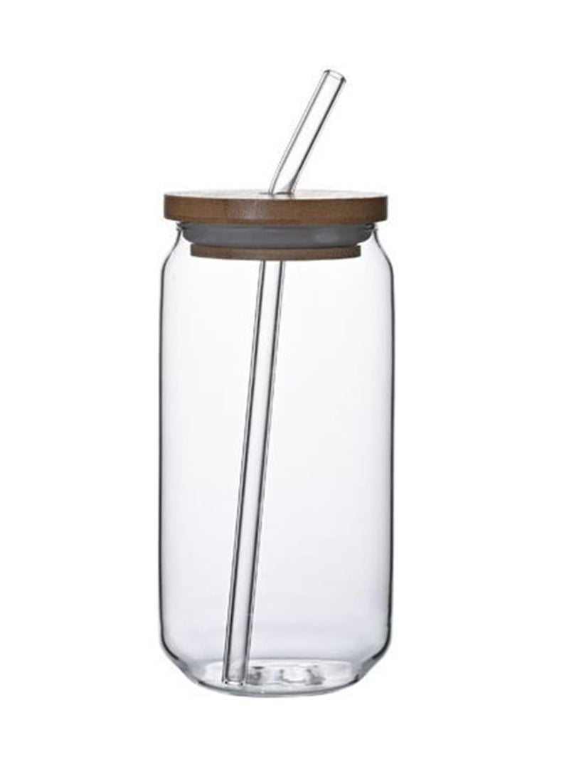 Oasisgalore 1 Pcs Can Shaped Glasses Classic Drinking Glasses with Straw，Glass Cups Coffee Cup for Juice, Soda, Iced Drinks（500 ml） - Image 1