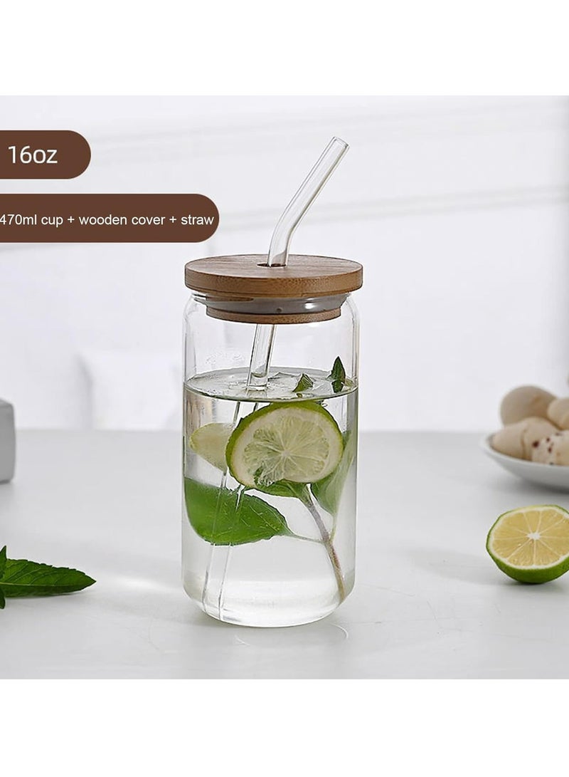 Oasisgalore 1 Pcs Can Shaped Glasses Classic Drinking Glasses with Straw，Glass Cups Coffee Cup for Juice, Soda, Iced Drinks（500 ml） - Image 2