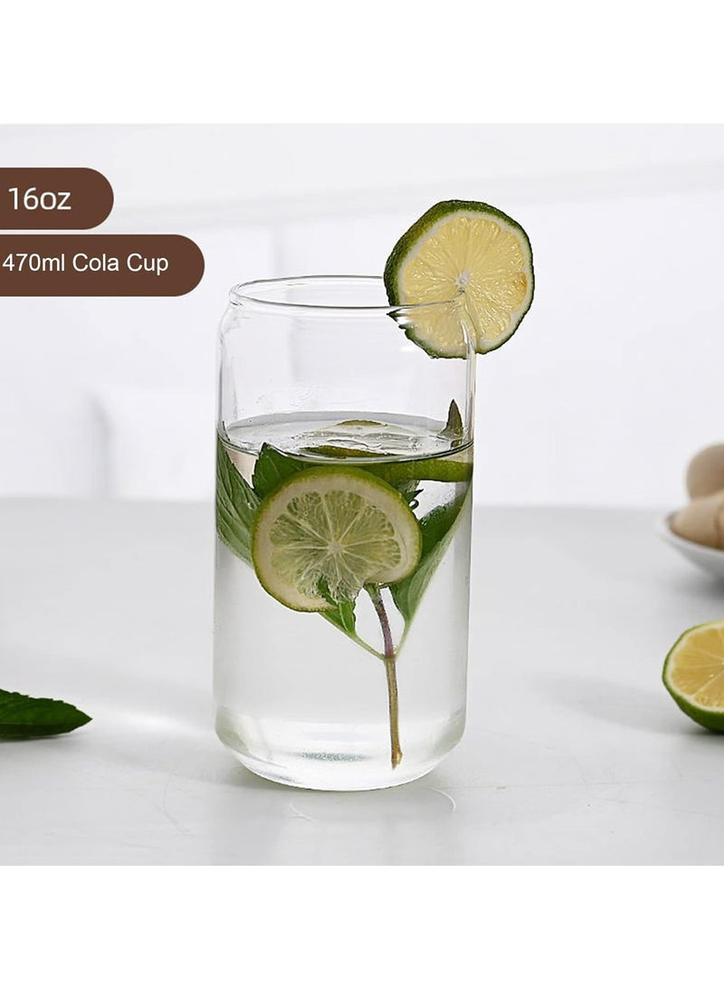 Oasisgalore 1 Pcs Can Shaped Glasses Classic Drinking Glasses with Straw，Glass Cups Coffee Cup for Juice, Soda, Iced Drinks（500 ml） - Image 4