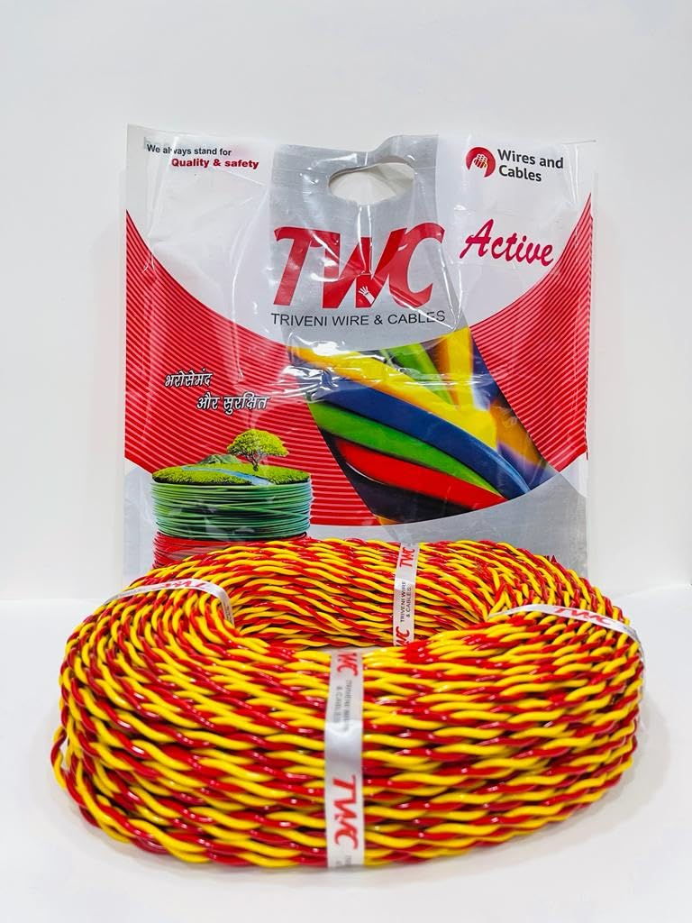 TWC Active Flexible Double Core Electrical Wire Assorted 90 Meter 1 SQMM PVC electrical insulated copper wire Cable for Domestic Industrial Connection purpose Flame Resistant - Image 2
