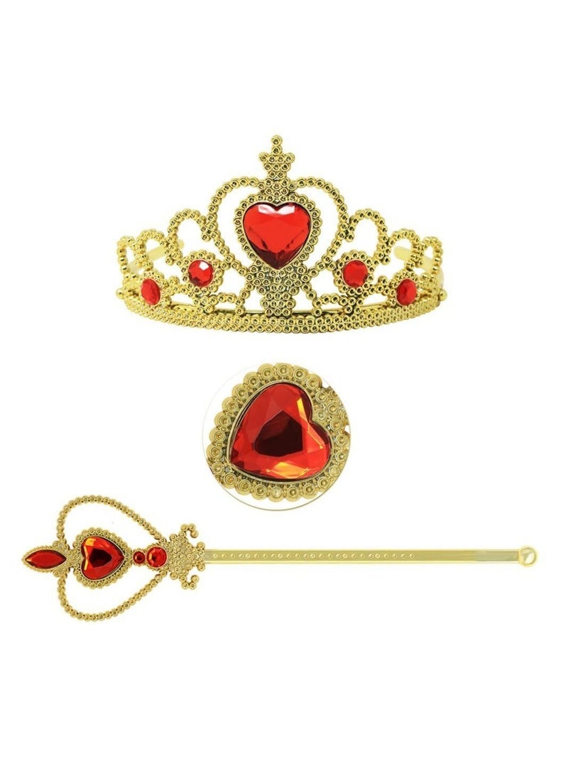 Princess Dress Up Accessories Gift Set For Belle Crown Scepter Necklace Earrings Gloves, Yellow, 5 Pieces  - Image 2