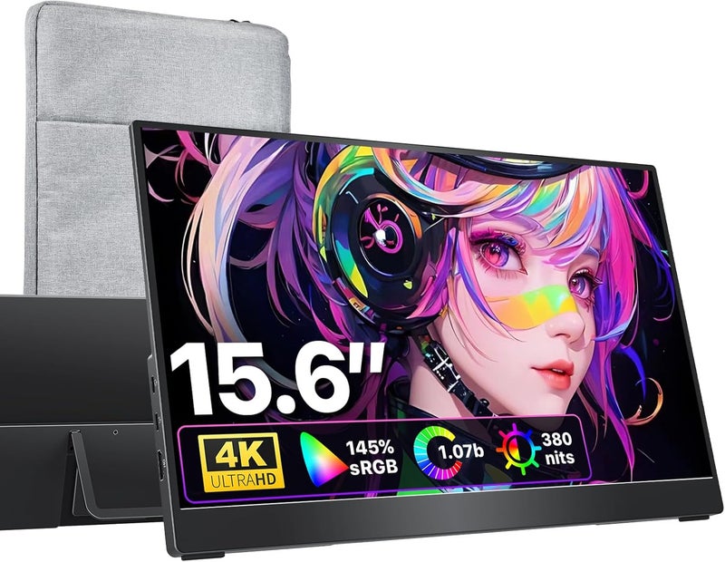 cocopar Portable Monitor 15.6'' 4K UHD 60Hz 145% sRGB Travel Monitor with Speaker HDMI USB-C Second Screen for Laptop MacBook Surface PC Xbox PS4/5, VESA Mountable, with Kickstand - Image 1