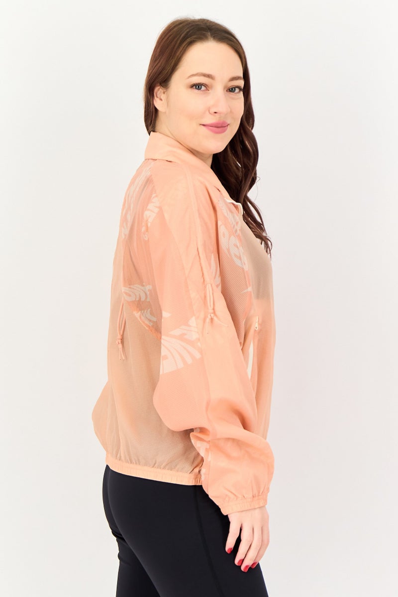 Adidas Women Sportswear Fit Long Sleeve Training Windbreaker Jacket, Peach - Image 3