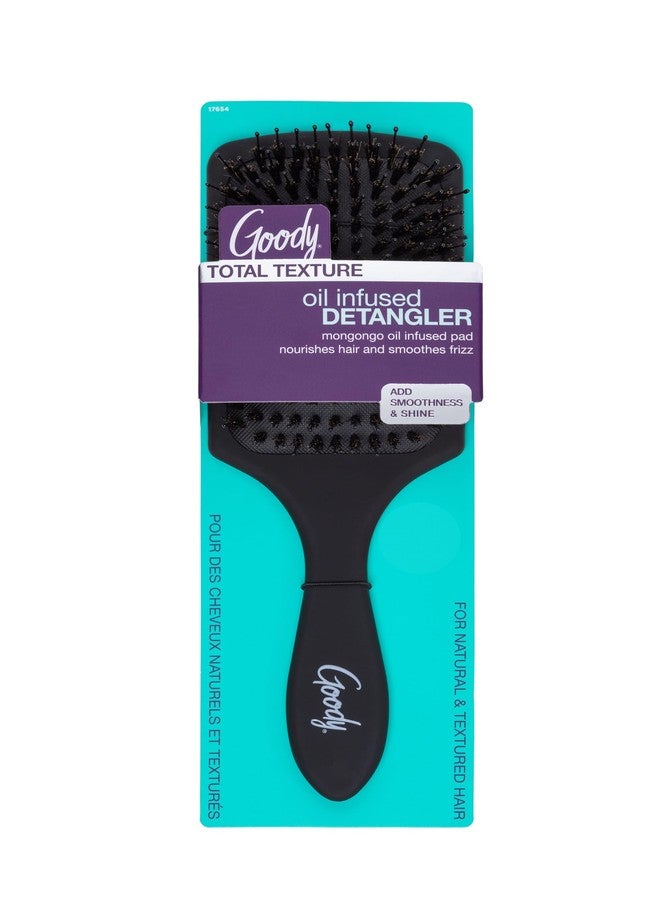 Goody Total Texture Mongongo Oil Brush - Oil Infused Detangler Adds Luster and Shine and Protects Hair - Pain-Free Hair Accessories for Women and Girls - Durable for Everyday Use - Black - Image 1