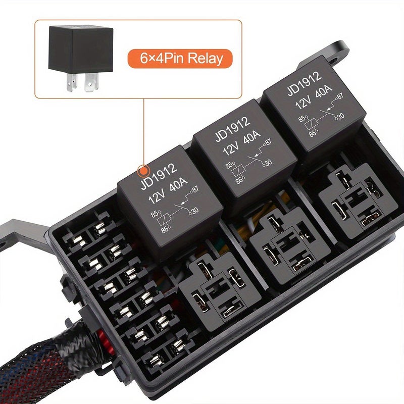 12V للسيارات صندوق مرحل 6 اتجاهات و4 أسنان، كتلة صمامات شاملة وطقم مرحلات مع أسلاك مسبقة التوصيل للسيارات والشاحنات والقوارب البحرية - Image 5