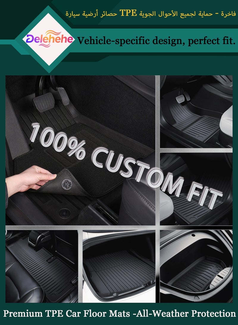Delehehe Floor Mats for 2024 2025 2026 Tesla Model 3 Highland 9 PCS,TPE Waterproof Non-Slip Floor Mats with Felt Carpet,Frunk Trunk Mats Rear Cargo Liner Interior,For Tesla Model 3 Accessories - Image 2