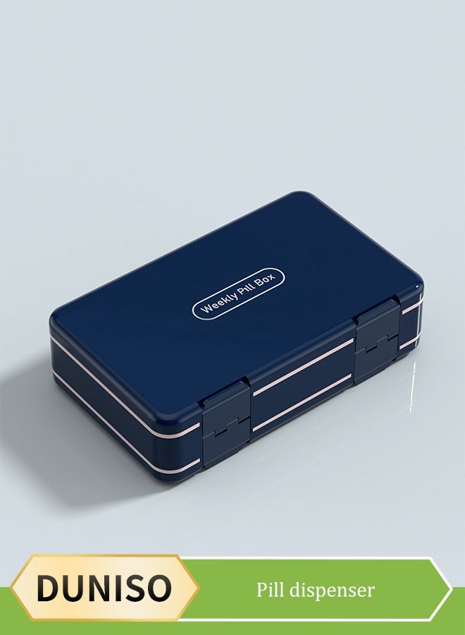 DUNISO Pill Organizer,Portable Small Weekly Travel Pill Organizer Portable Pocket Pill Box Dispenser for Purse Vitamin Fish Oil Compartments Container Medicine Box - Image 1