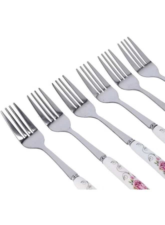 DELCASA 6-Piece Dinner Fork Set White/Pink  - Image 4