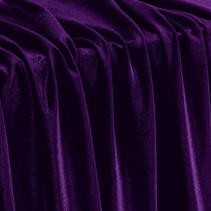 KKJIAF Purple Stretch Velvet Fabric 60 Inch Wide, 5 Yard Soft Stretchy Fabric for Sewing Clothes, Apparel, Costume, Crafts - 90% Polyester 10% Spandex - Image 1