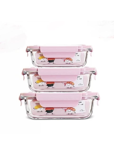 Lunch Box Microwave Oven Heatable Office Workers Transparent Glass Lunch Box With Lid Partition Large Capacity Partition Preservation Bowl-Specifications:Medium Length 680ml-Color:Rock Blue