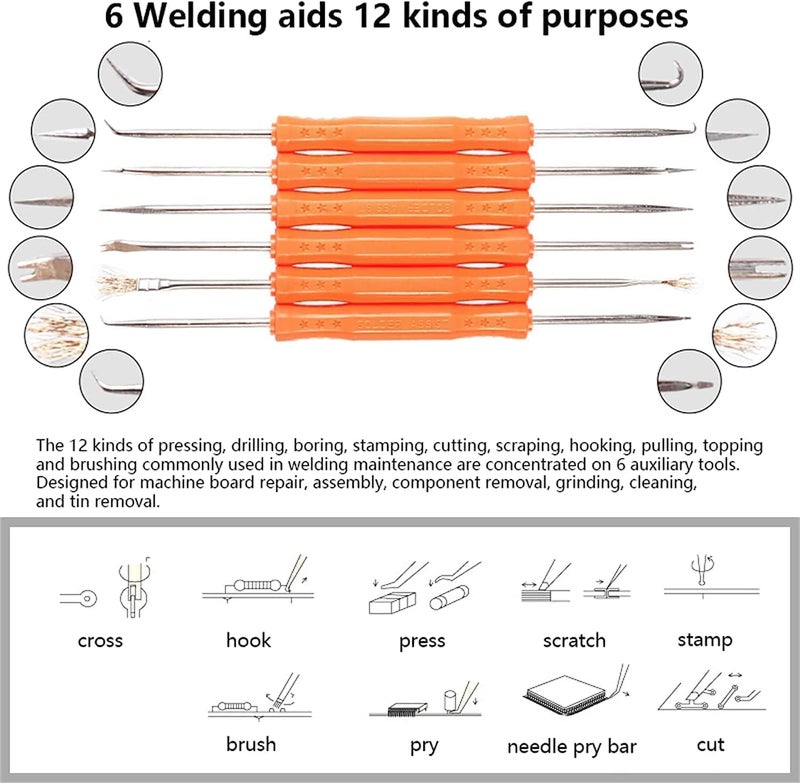 Wishlink eWINNER Soldering Iron Kit, 60W Adjustable Temperature Electrical Welding Tools, Including Welding Gun, 5pcs Soldering Tips, Desoldering Pump, Stand, Tweezers, Soldering Wire in PU Carry Bag - Image 5
