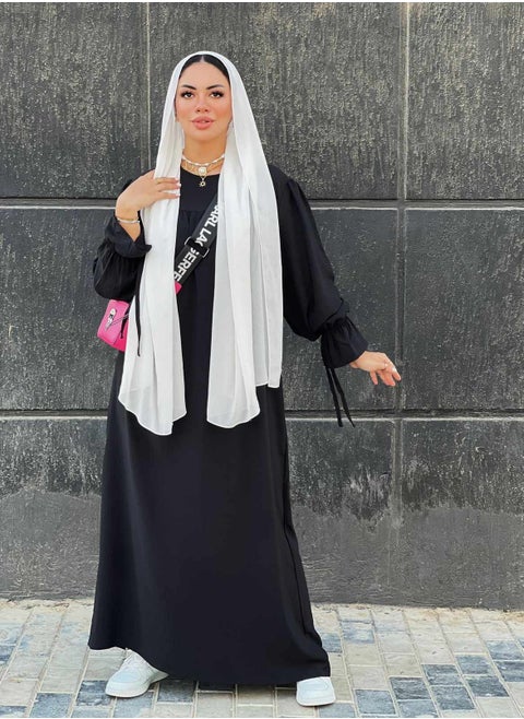 Plain long dress with cuffs