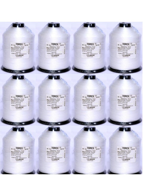 TOREX� | Polypropylene 2 Ply 2000 Meters Used for Stitching Unbreakable Bag Closing Thread TW-2 (White Pack of 12 pcs)