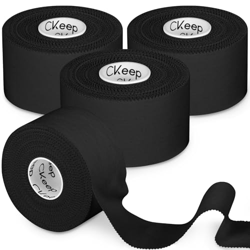 CKeep Athletic Tape, 4 Pack Black Sports Tape, Very Sturdy No Glue Residue, Wrist Ankle Tape for Muscle, Climbing, Boxing, Athletes, Baseball Bats, Strains, Sprains, Injuries（1.5 Inches） - Image 1