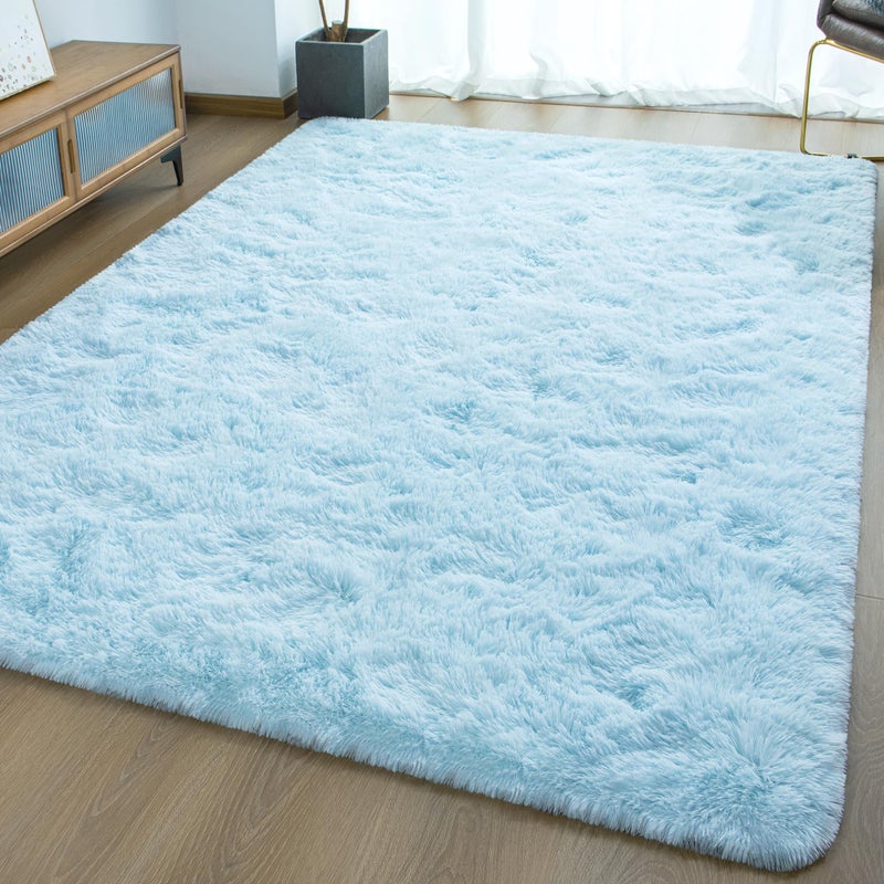ST. BRIDGE Ultra Soft Fluffy Rugs for Bedroom 4x6 Feet, Shag Area Rugs for Living Room, Large Comfy Furry Rug for Boys Kids Baby Room Decor, Non Slip Nursery Rug Modern Indoor Fuzzy Floor Carpet, Light Blue - Image 1