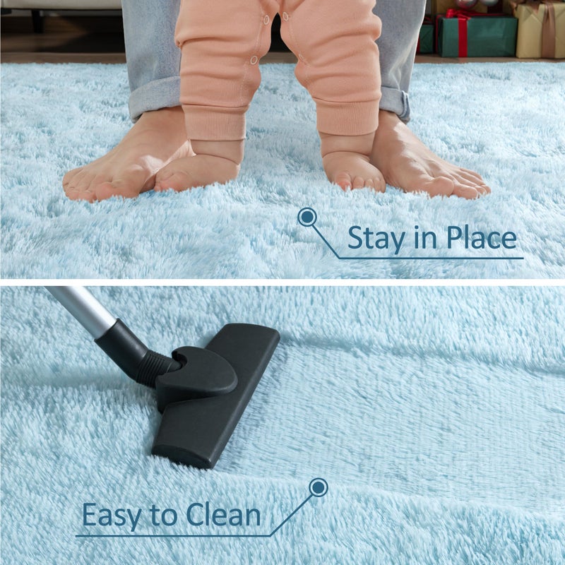 ST. BRIDGE Ultra Soft Fluffy Rugs for Bedroom 4x6 Feet, Shag Area Rugs for Living Room, Large Comfy Furry Rug for Boys Kids Baby Room Decor, Non Slip Nursery Rug Modern Indoor Fuzzy Floor Carpet, Light Blue - Image 5