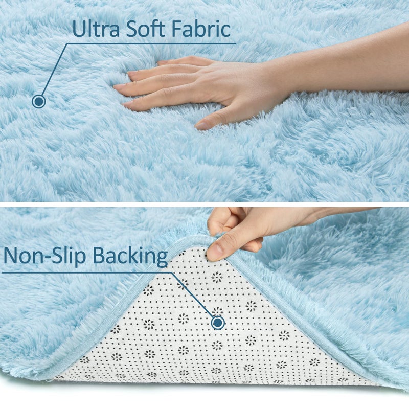 ST. BRIDGE Ultra Soft Fluffy Rugs for Bedroom 4x6 Feet, Shag Area Rugs for Living Room, Large Comfy Furry Rug for Boys Kids Baby Room Decor, Non Slip Nursery Rug Modern Indoor Fuzzy Floor Carpet, Light Blue - Image 4