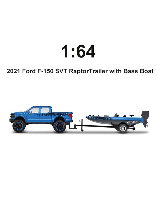 HALAMODO 1:64 2021 Ford F150 SVT Trailer Toy Car Alloy Model , Pull-Back Alloy Simulation Car Model , Ornament Toy Transport Vehicle Model , Trailer Alloy Collection Toy Car , Gift For Boys Girls Collection Commemoration Display, Blue/Black