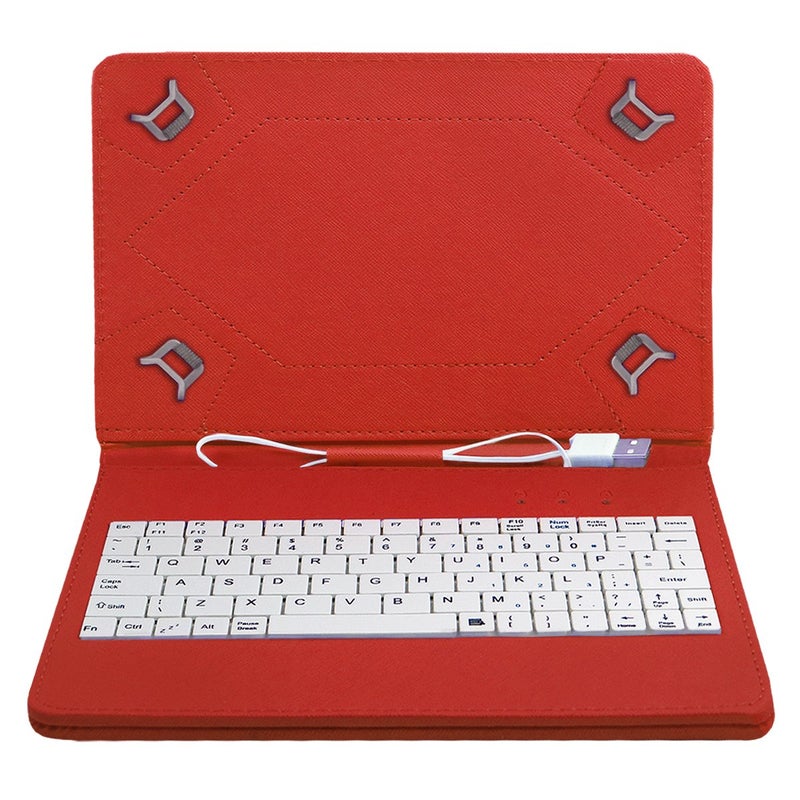 ACM USB Keyboard Case Compatible with Lenovo A8-50 A5500 Tablet Cover Stand Study Gaming Direct Plug & Play - Red - Image 3